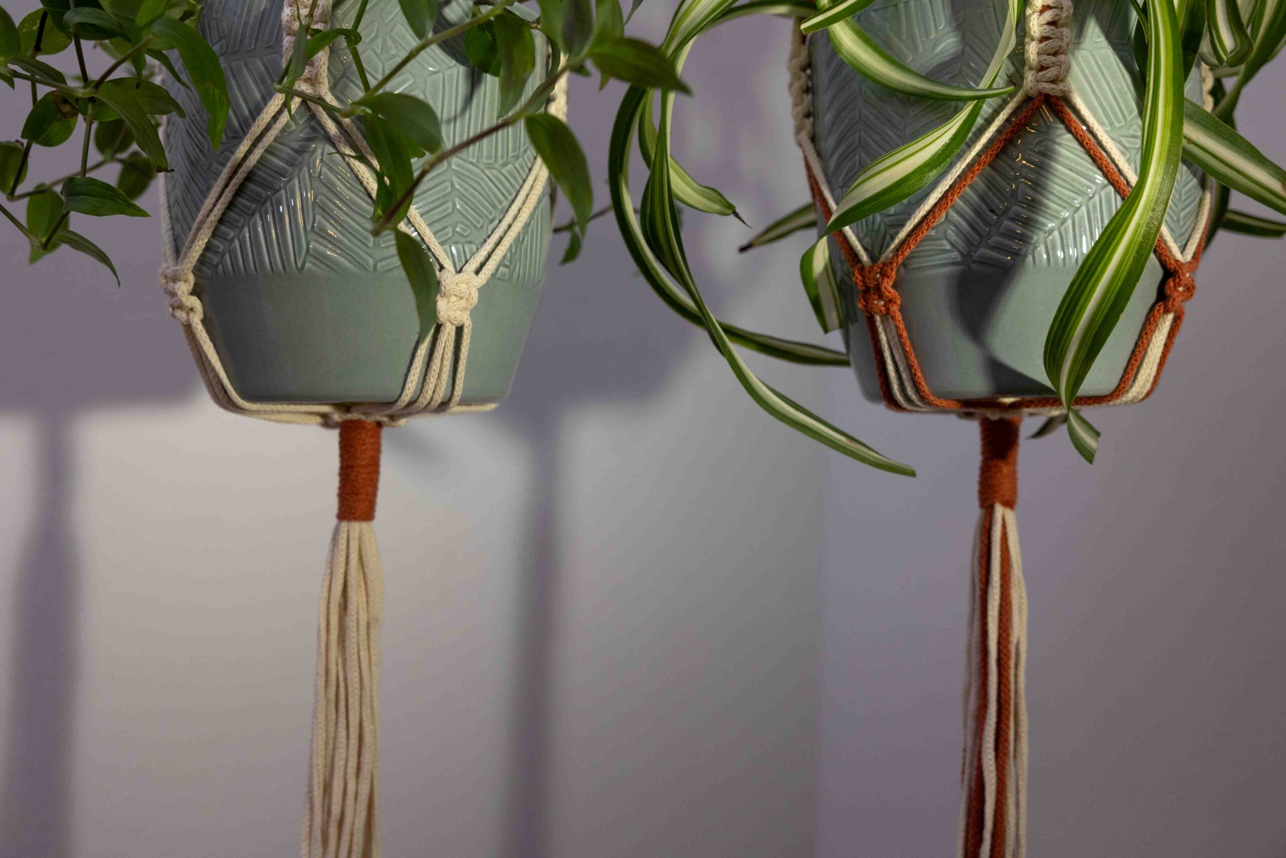 Werkraumliebe Dagny Hilpert - Makramee Blumenampeln Deko zweifarbig